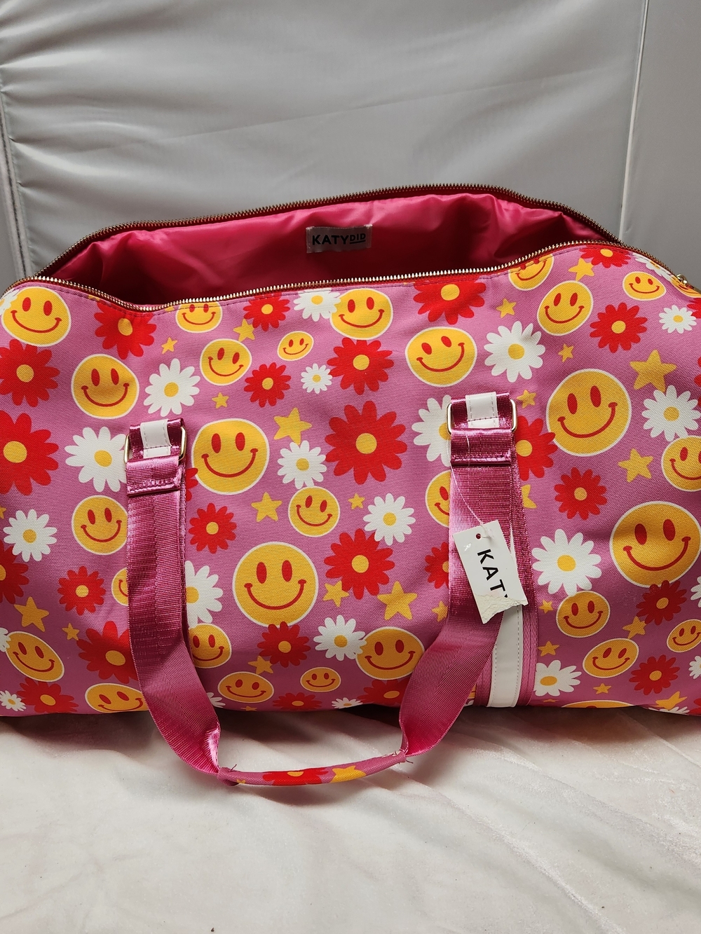 Katydid Pink Smiley & Daisy Travel Duffel